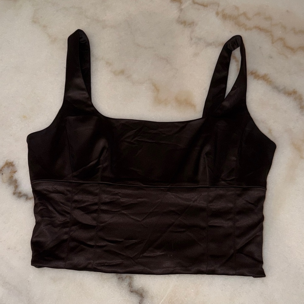 Wilfred Satin-Look Brown Cropped Tank